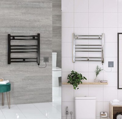 Chrome Matt Black Small Electric Heated Towel Radiator Rail
