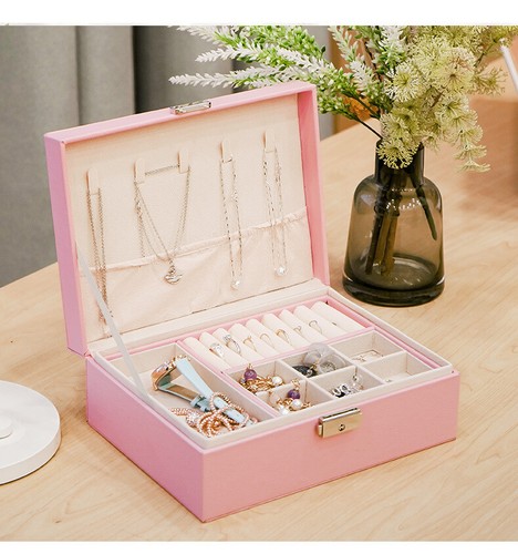Large Jewelry Box for Women Girls Jewelry Organizer 2 Layer Jewelry Case Storage - Picture 14 of 25