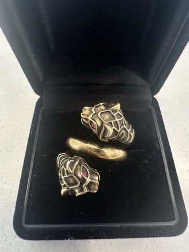 GUCCI Size 13 Ring Red Crystal Tiger Head Ring Statement Ring - Picture 1 of 11