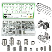 300 Pcs 24 Size Set Screws Assortment Kit (M3, M4, M5, M6, M8) Metric & SAE Alle