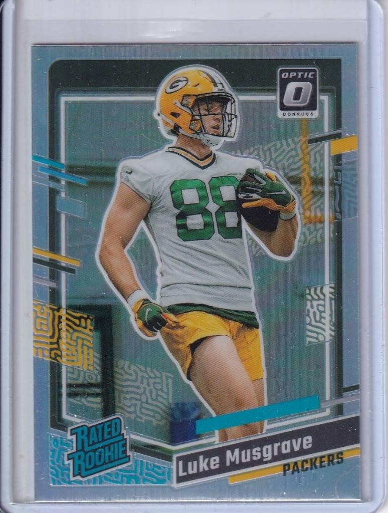2023 Donruss Rated Rookie Optic Preview Holo Prizm #337 Luke Musgrave Packers