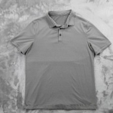 Lululemon Polo Shirt Men Small Gray Stripe Golf Lightweight Short Sleeve Casual