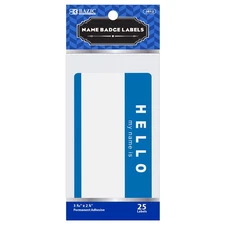 BAZIC "Hello My Name Is" Name Tags, 3.7" x 2.25", 25/Pack, Self-Adhesive