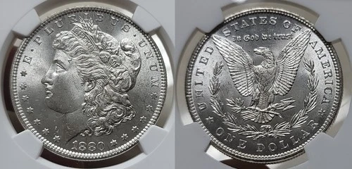 1880 P Morgan Silver Dollar $1 NGC MS 66