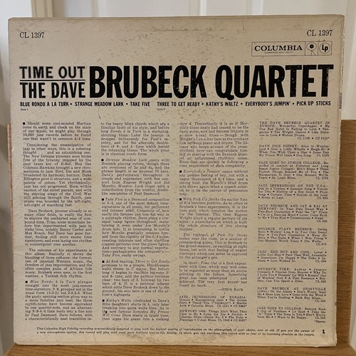 Dave Brubeck Quartet Time Out Vinyl LP Columbia CL 1397 Take Five 1st Press Mono - Picture 4 of 7