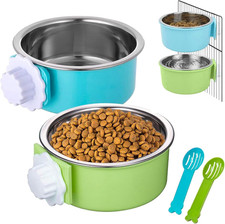 2-Pack Hanging Dog Bowls with Removable Stainless Steel Feeder - Spill-Proof ...