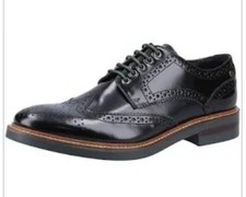 Base London Woburn Hi Shine Black Leather New Mens Formal Brogue UK Size 9