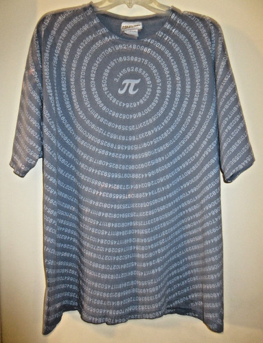 VTG Computer Gear Pi T-Shirt Blue White Math All Over Print Mens sz XL See Desc