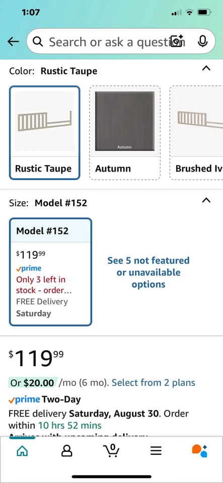 Riel protector de seguridad para cama de niño pequeño para Sorelle convertible (modelo #152, topo rústico Foto 2 de 4