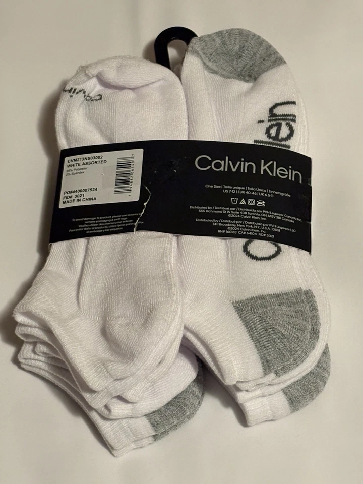 Calvin Klein No Show Calcetines 6 Pares Hombre Cojín Blanco Gris Talla 7-12 Foto 3 de 4