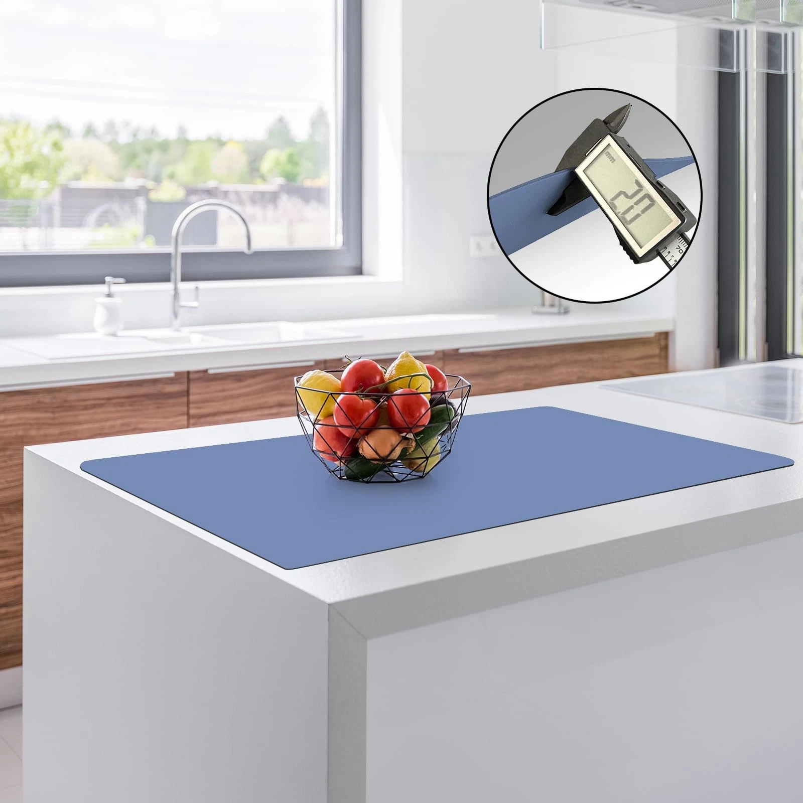 2MM Thick Silicone Countertop Mat 35.4x23.6 Inch Nonslip Heat Resistant Blue