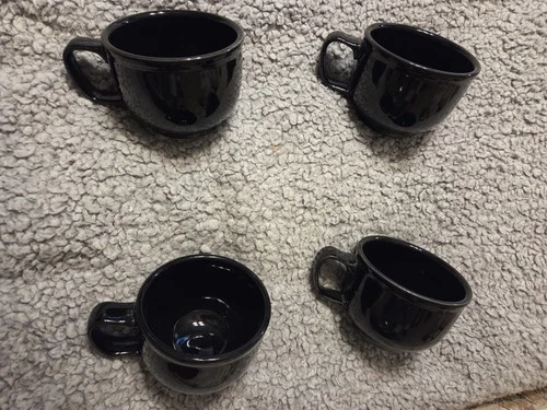 4 Black Fiesta Go Along (Homer Laughlin) Jumbo Mugs - Great for Lattes