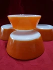 Vintage 4 Orange FireKing Anchor Hocking Small Bowls, 5” Diameter & 2” Deep NICE