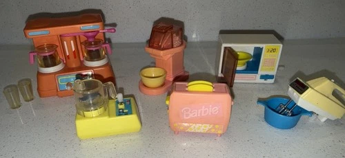 Lot of 6 Barbie Kitchen Vintage Magic Movers Accessories Mattel 1990s Toys Food