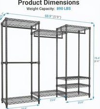 V5 Medium Portable Closet Wardrobe Heavy Duty Clothes Rack Freestanding Closet