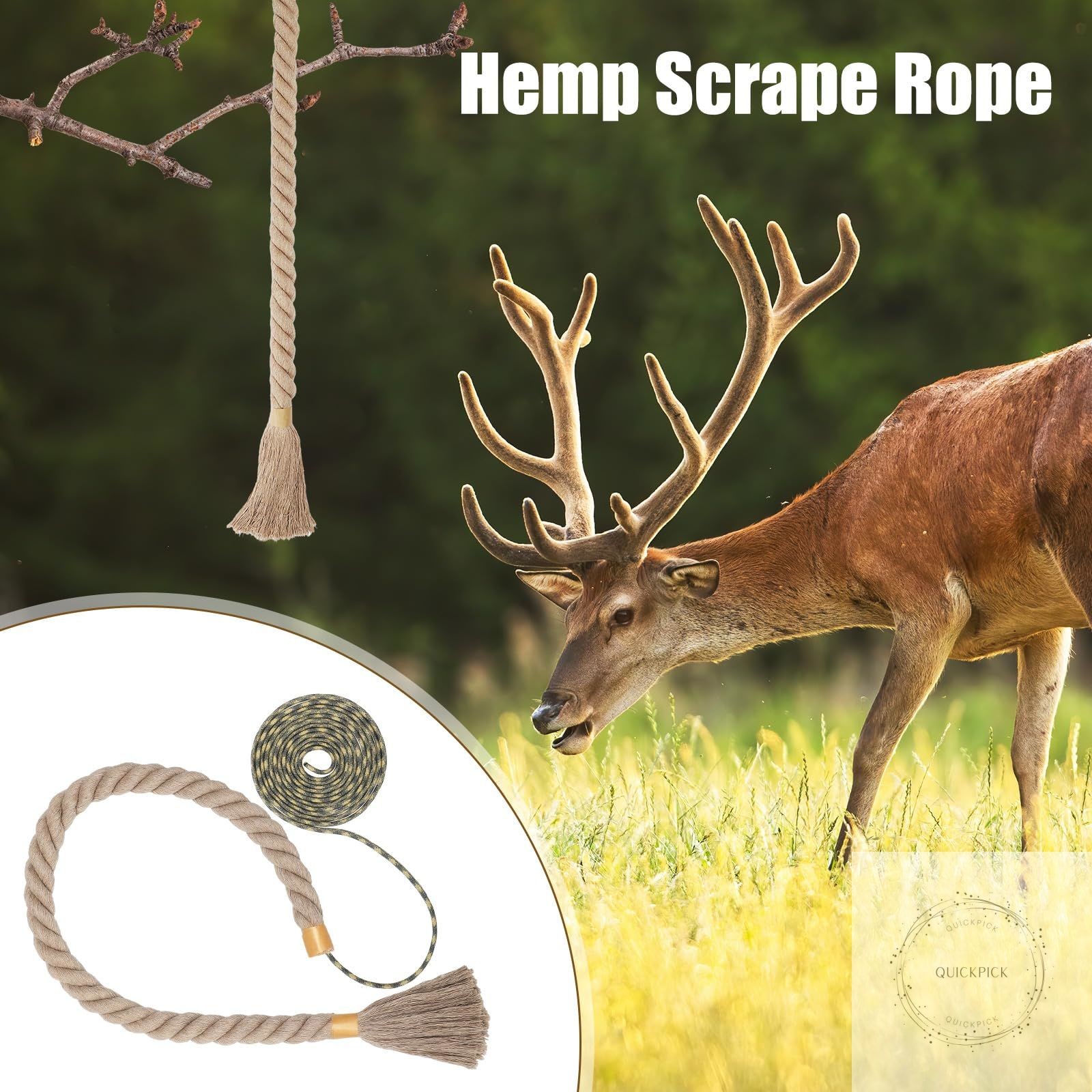 4 Pack Hemp Scrape Rope 30 Inch Deer Scent Rope for Deer Hunting Mock Scrape