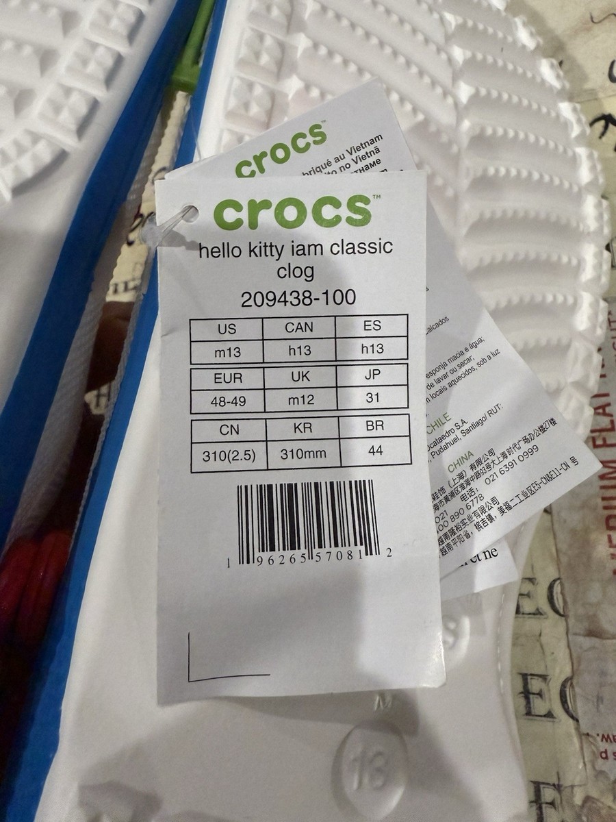 New NWT Unisex Clogs Crocs 209438-100 Hello Kitty I Am Classic