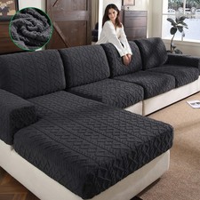 OHSIO Couch Cushion Covers, Super Soft Thicker Fleece Sofa Cover Stretch Sect...