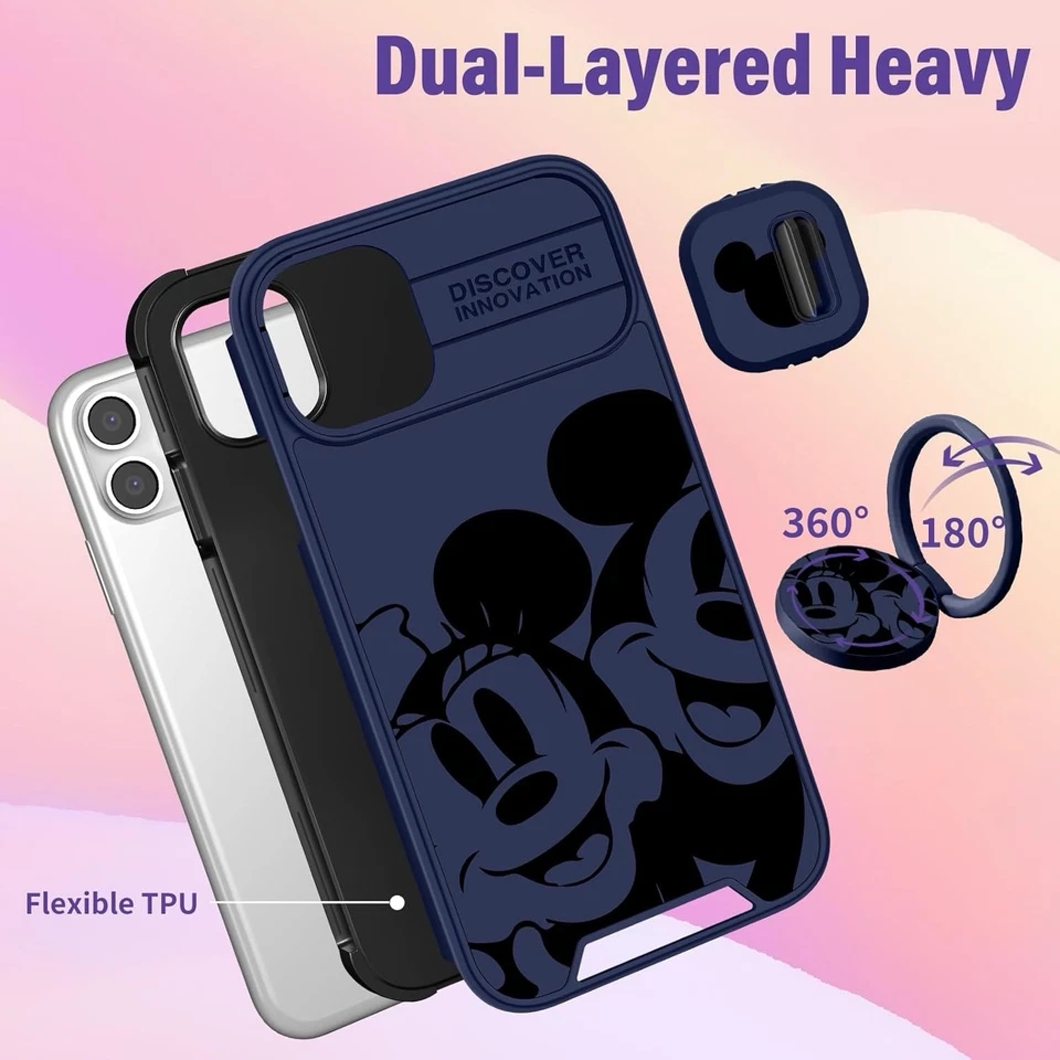 Case For 13 Pro Max - Cute Cartoon Cover with Camera Cover+Ring Stand - Image 2 of 4