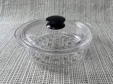 Princess House Nouveau 8” 20cm Clear Transparent Glass Steamer Dish W Lid France