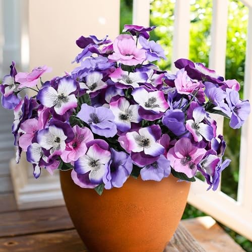 Artificial Faux Plants Flowers for Outdoor Outside Spring Summer Decoration, 6