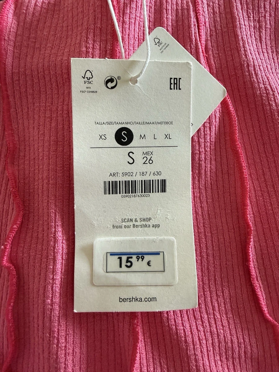 Minifalda Bershka Join Life Nueva Con Las Etiquetas Rosa Acanalada Elástica Talla S