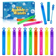 SpringFlower 36 Pcs Mini Bubble Wands for Party Favors 4 inches, Multicolored