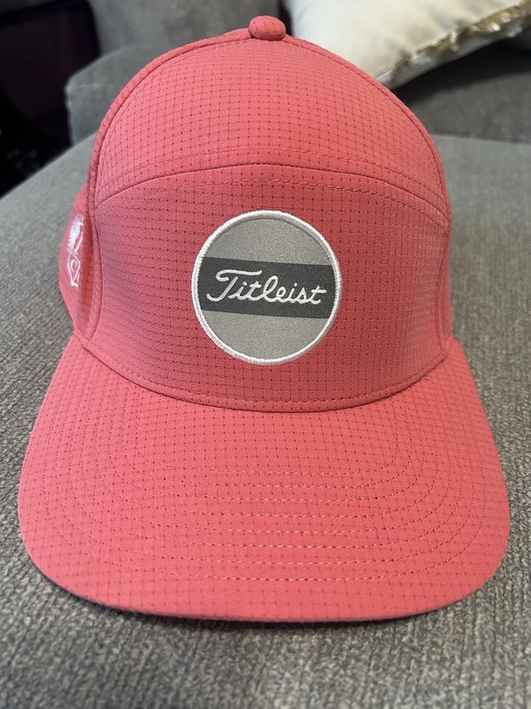 Titleist Unisex Adjustable Hat Mango Pink With Country Club Logo Worn Once