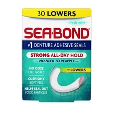Sea Bond Denture Adhesive Wafers Lowers Fresh Mint 30 Each