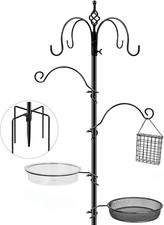 Bird Feeding Station, 90.55In 6-Hook Wild Bird Feeder Stand Pole with Water Me