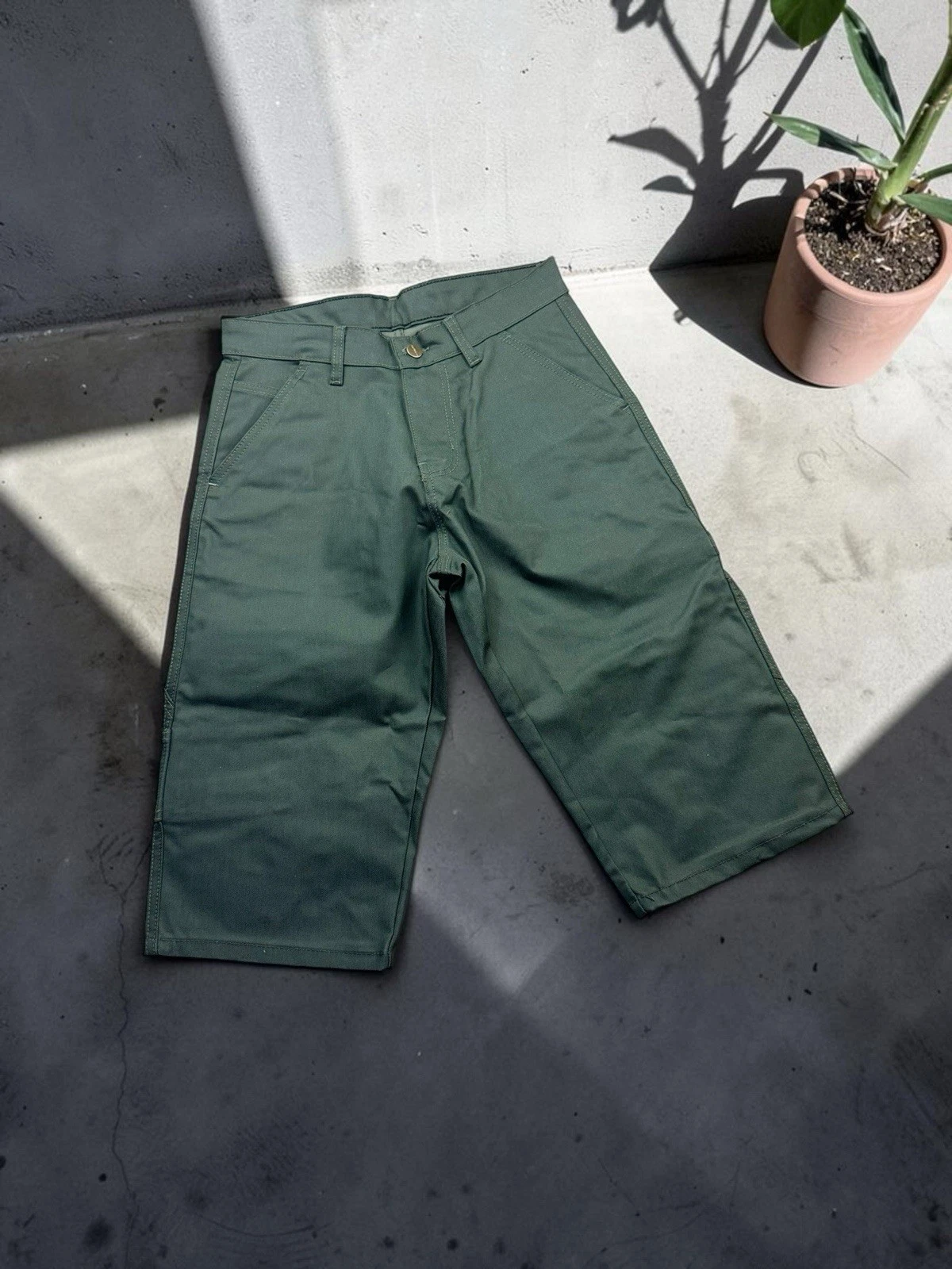 Carhartt Baggy Vintage Style Denim Dark Green Relaxed Fit Jort / Short W34 / L
