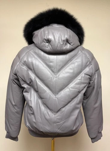 Brand New Men's V-Vomber Lamskin Leather & Goose Down Jacket With Real Fox Fur image 5