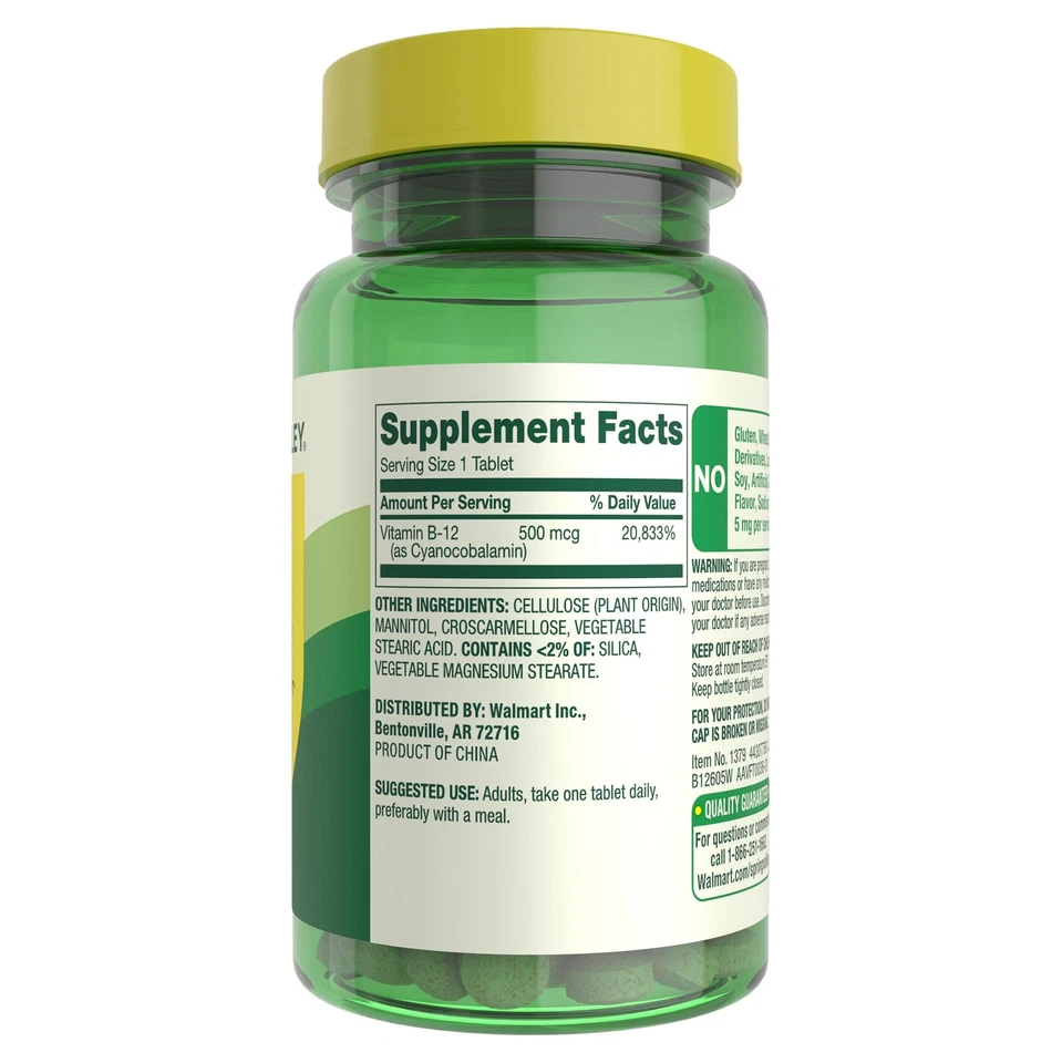 Spring Valley Vitamin B12 Tablets, 500 mcg, 100 Count - Image 3 of 4