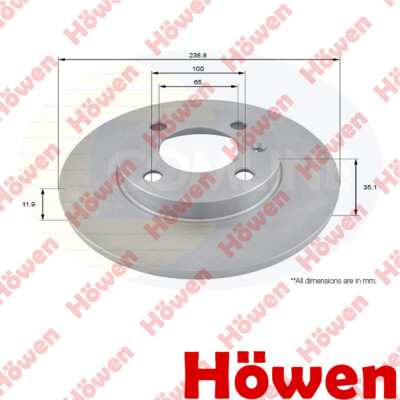 Fits VW Golf Caddy Polo Scirocco Seat Ibiza Brake Disc Front Howen #1