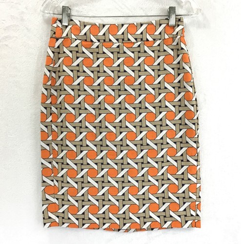 Banana Republic Orange Tan Lattice Back Zip Lined Pencil Straight Skirt / Size 0 - Picture 7 of 8