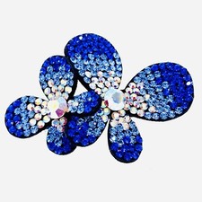 USA BUTTERFLY FLOWER Hair Clip Hairpin use Swarovski Crystal Elegant Blue AB L25