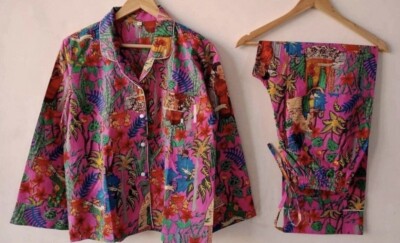 Whole Sale Lot Of 5 Pc Screen Print Cotton Pajamas Set, Frida Kahlo Print