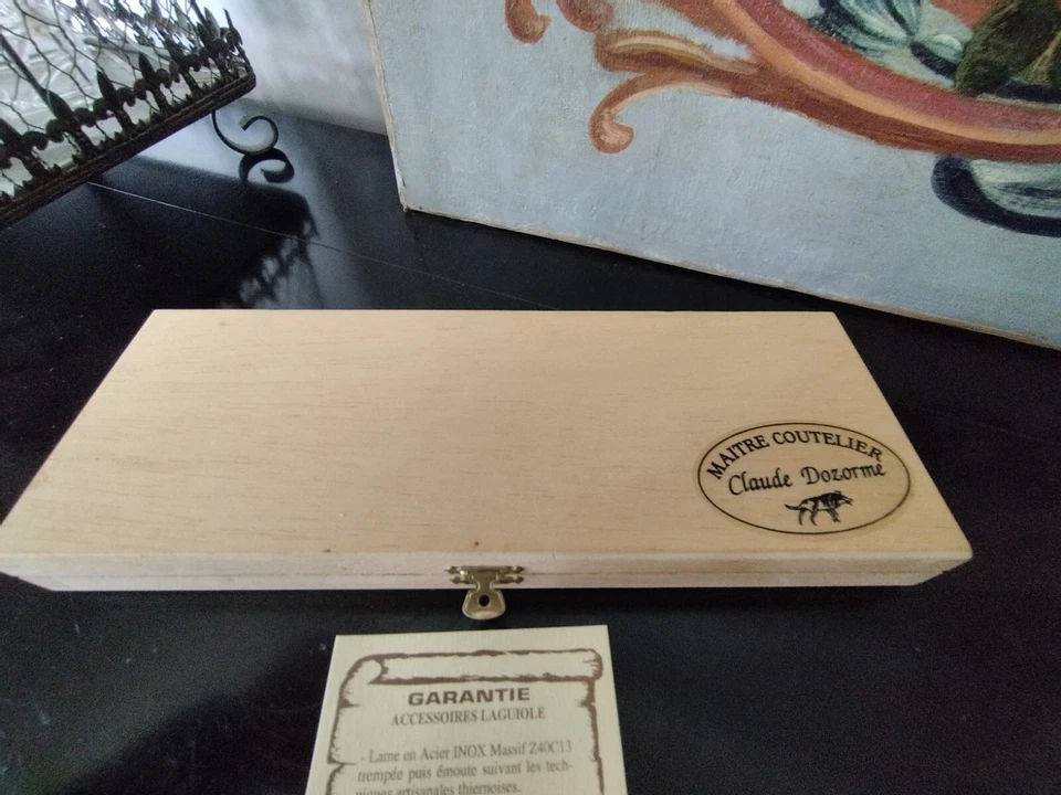 Couteau à fromage laguiole en inox - bois Claude Dozorme couperet + fourchette - - Photo 3/4