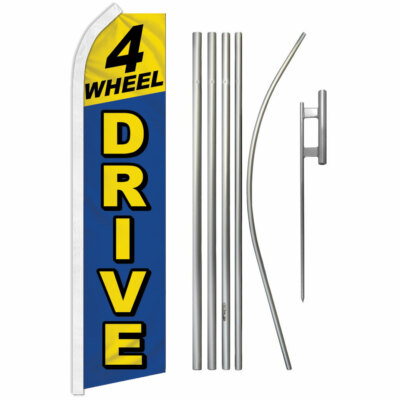 4 Wheel Drive Advertising Swooper Feather Flutter Flag Pole Kit Car Dealership