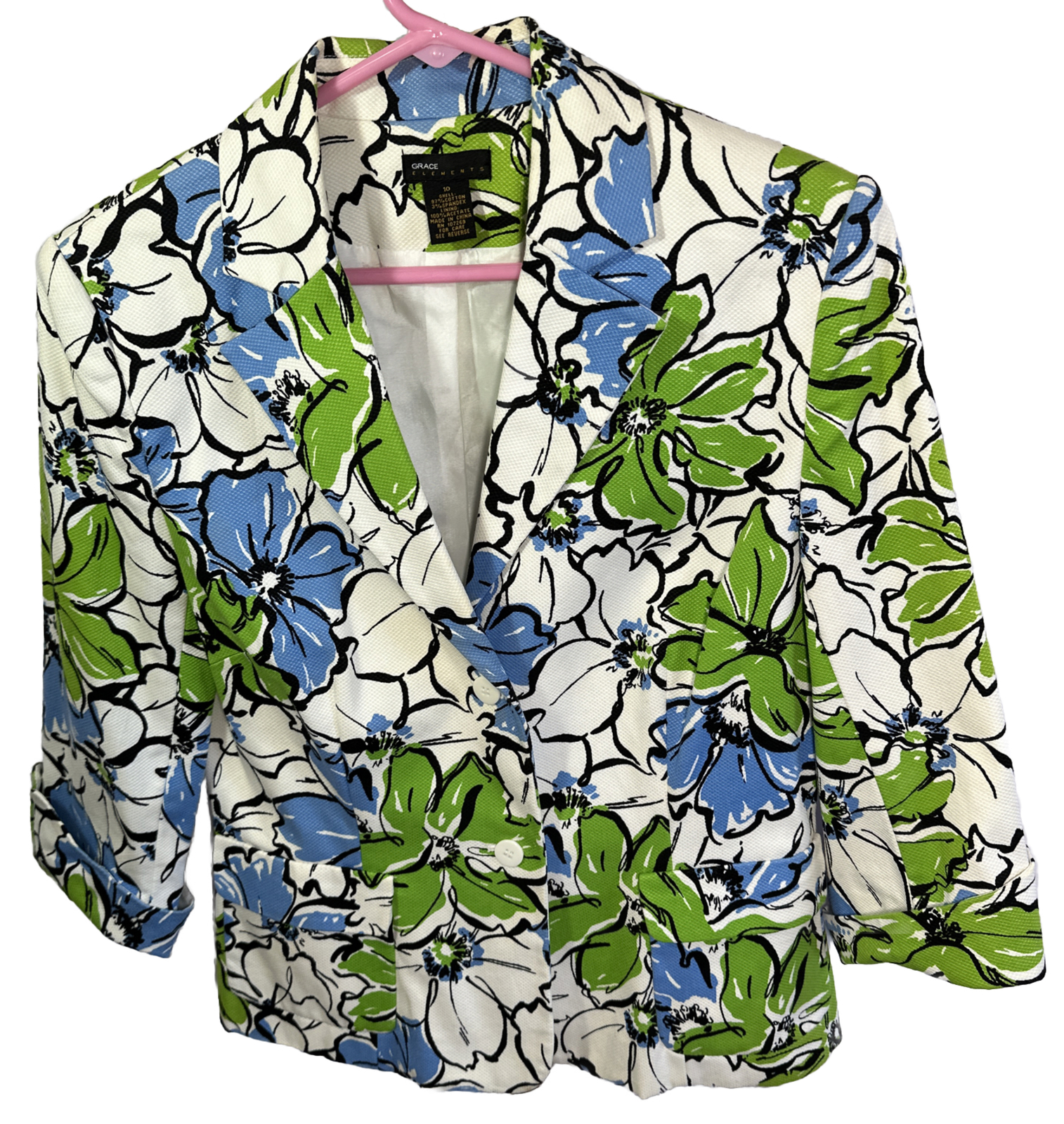 Grace Elements Lined Jacket Collared Floral Abstr… - image 4