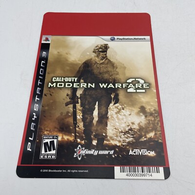 PS3 COD Modern Warfare 2 BLOCKBUSTER VIDEO SHELF BACKER CARD 5.5''X8'' NO GAME