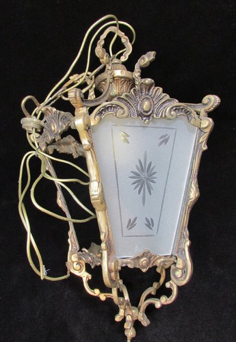 Lámpara colgante vintage de LATÓN Regency estilo linterna victoriana luz Swag ~ TAL CUAL ~