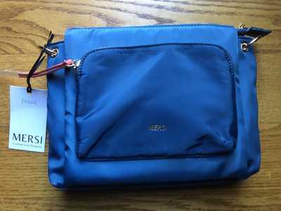 Mersi Erin Nylon Crossbody Bag Purse Tote - Blue New Dust Bag Included