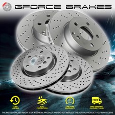 Front + Rear 4 Cross Drilled Brake Disc Rotors for 2018-2024 Volkswagen Tiguan