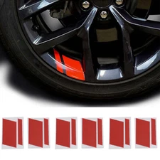 6x Red Reflective Sticker Car Wheel Rim Vinyl Decal Stickers Accessories