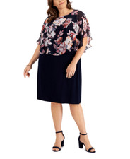 Connected Plus Size Printed Popover Sheath Dress