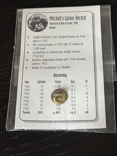 Washington Redskins Football Bobby Mitchell Hall of Fame Gatorade Collectors Pin - Bild 2 von 2