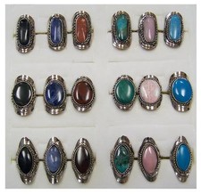 3 PIECES ASSORTED HANDCRAFTED WOMENS ALPACE SILVER STONE RINGS stones rocks new