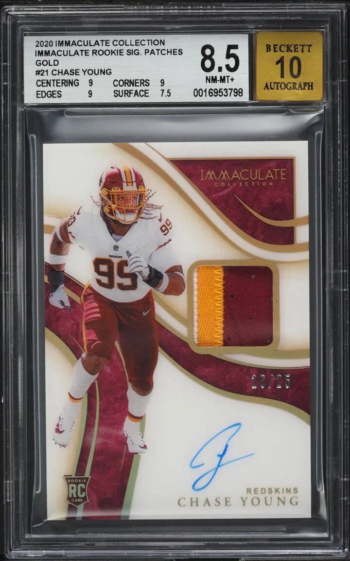 Chase Young Panini Immaculate Collection Immaculate Signature Patches Rookie #ISP21 Gold