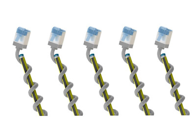 5er Set Ultraflexibles CAT 6A Patchkabel, slim, U/FTP, grau, 10 m